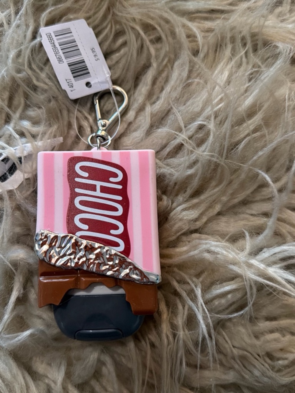 Pink Chocolate Bar Keychain Card Holder with Silver Accent - Kids Accessories